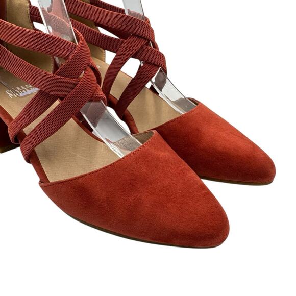 Eileen Fisher Rust Suede Strappy Heels - Picture 8 of 12